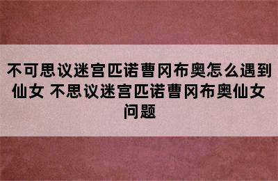 不可思议迷宫匹诺曹冈布奥怎么遇到仙女 不思议迷宫匹诺曹冈布奥仙女问题